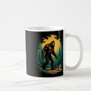 Camping Hiking Bigfoot Walking With Boston Terrier Coffee Mug