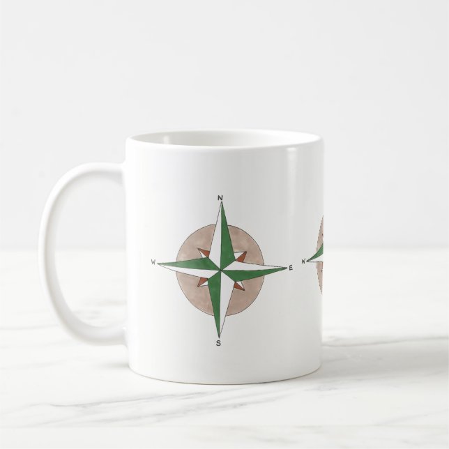 Camping Hiking Climbing Compass Outdoor Enthusiast Coffee Mug (Left)