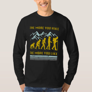 Camping Hiking Mountain Human Evolution Retro Gra T-Shirt
