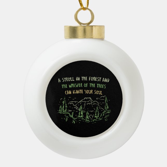Camping Hiking Mountains Gift Ceramic Ball Christmas Ornament (Front)