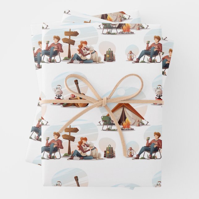 Camping, Hiking, Nature and Outdoors Lovers  Wrapping Paper Sheet (In situ)