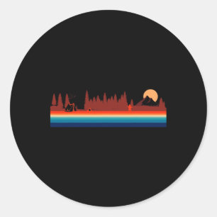 Camping Hiking Nature Mountains Retro Style 80's Classic Round Sticker