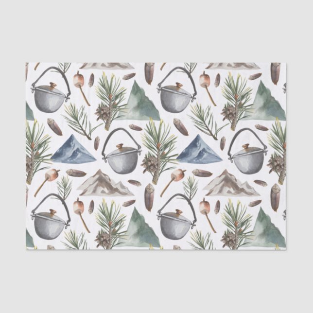 Camping, Hiking, Outdoors and Nature Themed  Tissue Paper (Front)