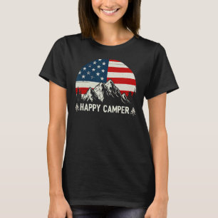 Camping Hiking Present Happy Camper Flag T-Shirt