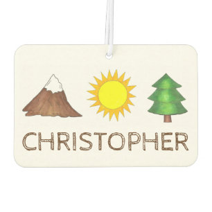 Camping Hiking Sun Mountain Tree Personalised Gift Car Air Freshener