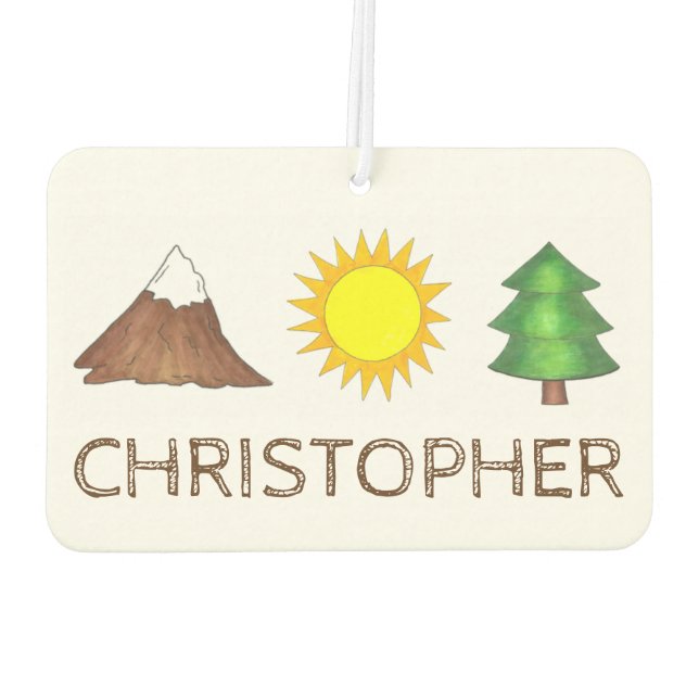 Camping Hiking Sun Mountain Tree Personalised Gift Car Air Freshener (Back)