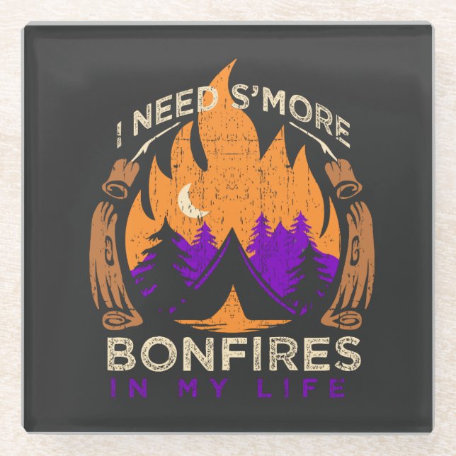 Camping - I Need S'more Bonfires Glass Coaster (Front)