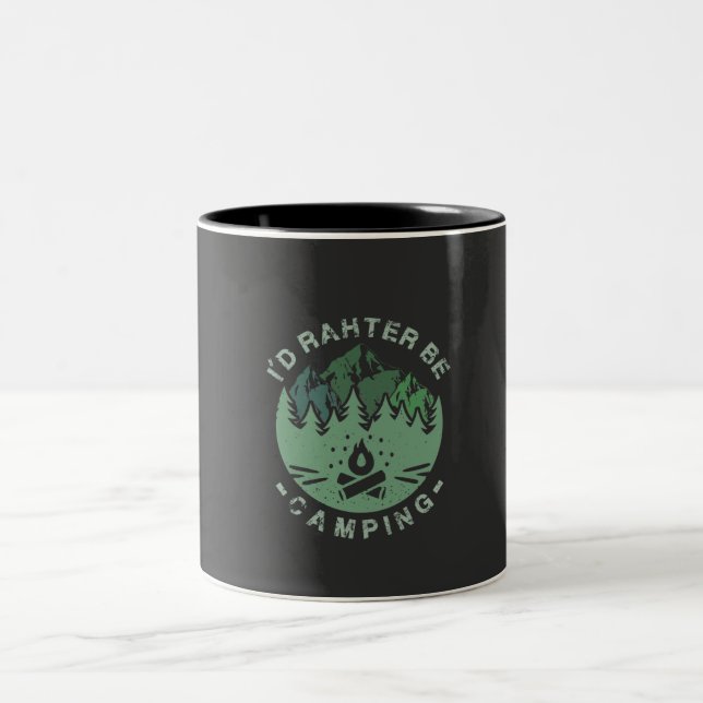 Camping - I'D Rather Be Camping Two-Tone Coffee Mug (Center)