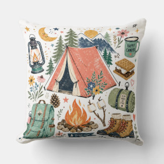 Camping Illustration Cushion