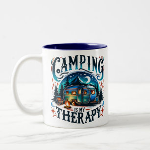 Camping Illustration Two-Tone Coffee Mug