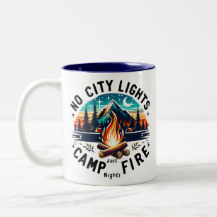 Camping Illustration Two-Tone Coffee Mug