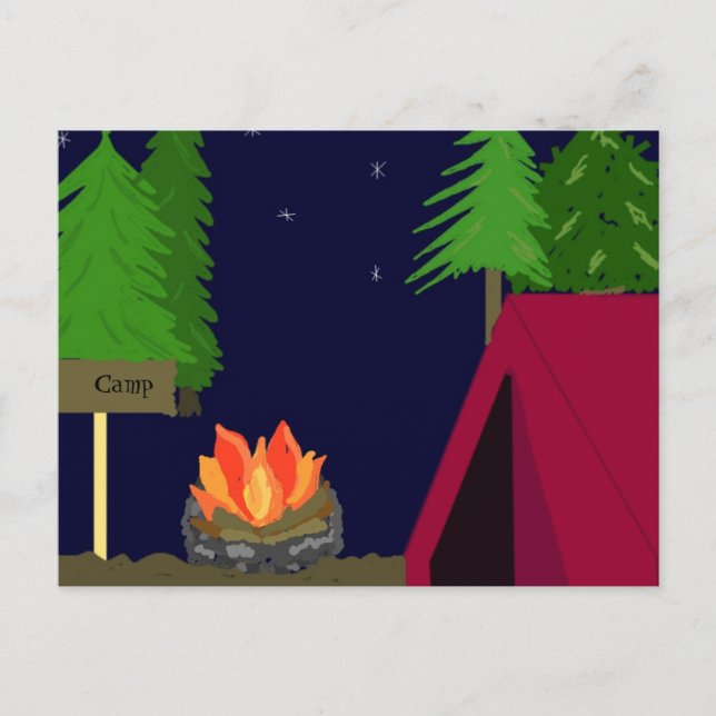 Camping in a Tent Postcard (Front)