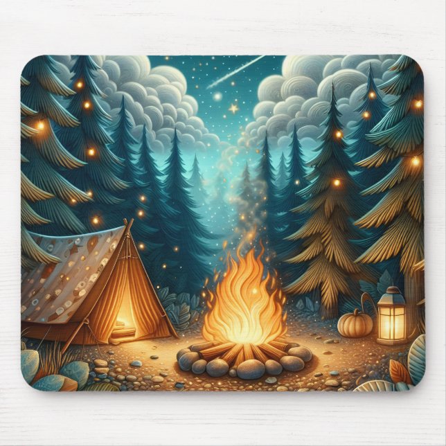 Camping in Forest Mouse Pad (Front)
