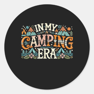 Camping In My Camping Era Retro Groovy Summer Classic Round Sticker