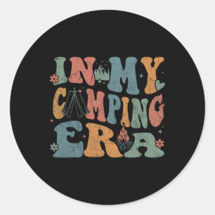 Camping In My Camping Era Retro Groovy Summer Funn Classic Round Sticker