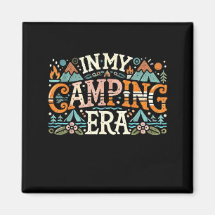 Camping In My Camping Era Retro Groovy Summer Magnet