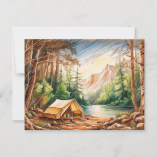 Camping in the Forest Beautiful Nature Outdoors  Postcard