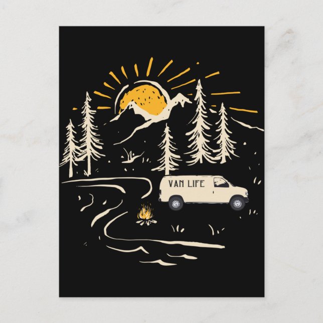 Camping In The Mountains Van Life Postcard (Front)