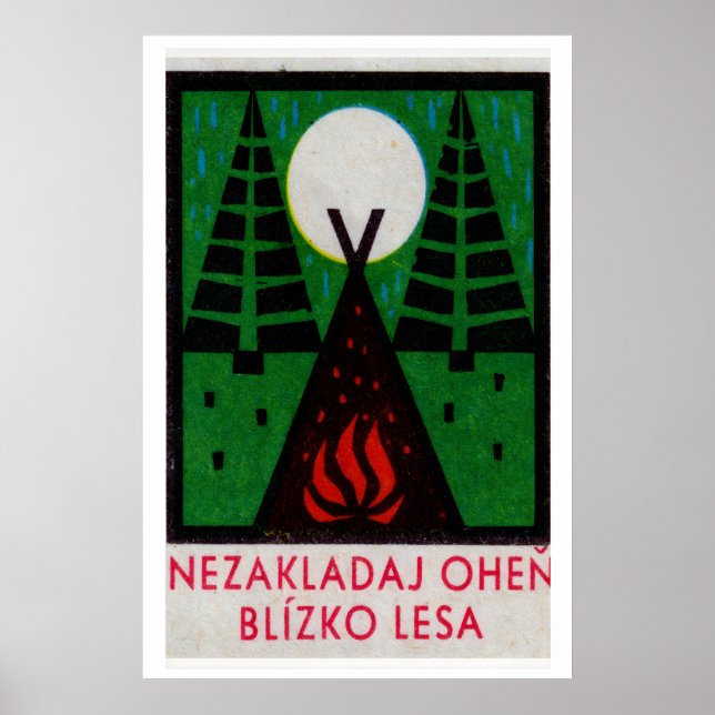 Camping in the Rain - Matchbox Print - Czech Wall (Front)