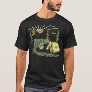 Camping Inside a Book I love to Read Illustration T-Shirt