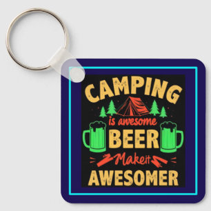 Camping is Awesome Beer Makeit Awesomer-67357 Key Ring