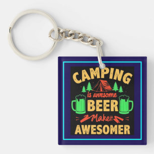 Camping is Awesome Beer Makeit Awesomer-67357 Key Ring
