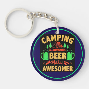 Camping is Awesome Beer Makeit Awesomer-67357 Key Ring