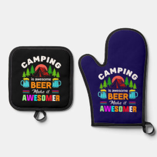 Camping is Awesome Beer Makeit Awesomer-67357 Oven Mitt & Pot Holder Set