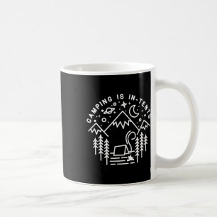 Camping Is In-tents Line Art Funny Outdoors Hiking Coffee Mug