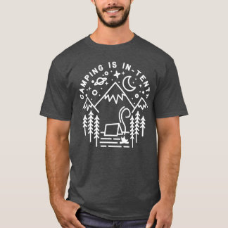 Camping is Inents Line Art Hiking Gift retro T-Shirt