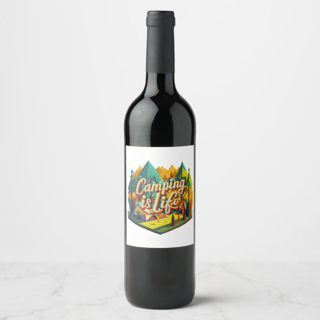 Camping is Life Wine Label (Front)