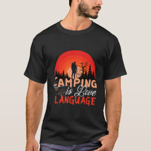 Camping Is Love Language Retro Sunset Outdoor T-Shirt