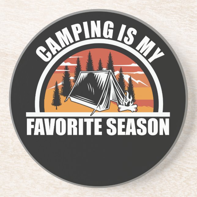 Camping is my favourite season funny camper slogan coaster (Front)