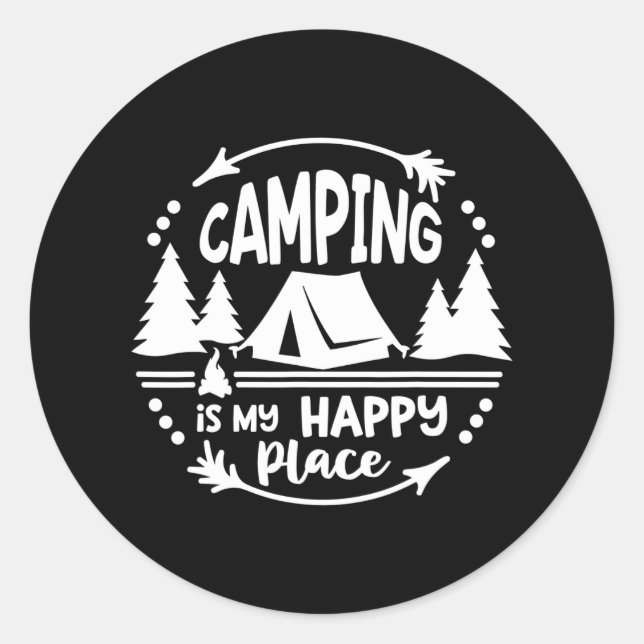 Camping is My Happy Place Campers Travel Classic Round Sticker (Front)
