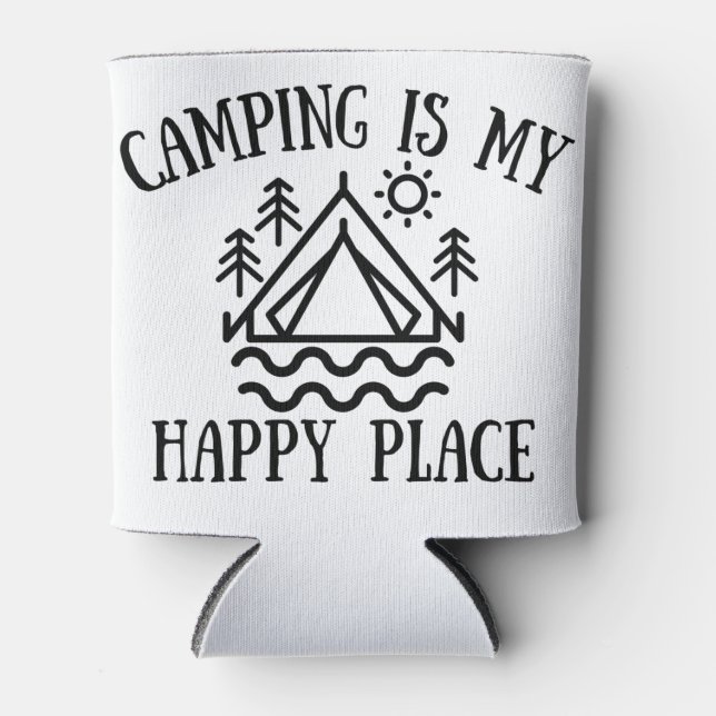 CAMPING IS MY HAPPY PLACE CAN COOLER (Front)