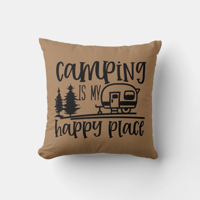 Camping Is My Happy Place Cushion (Front)