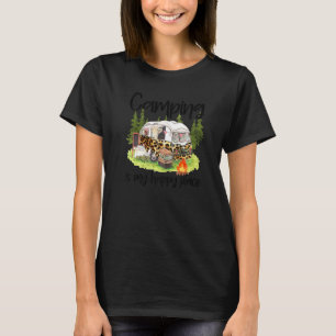 Camping Is My Happy Place Leopard Happy Camper Fun T-Shirt