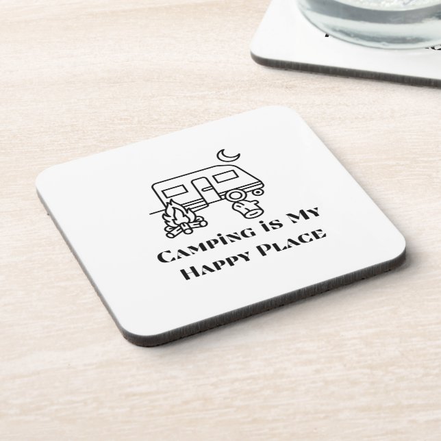 Camping is My Happy Place on a  Coaster (Left Side)