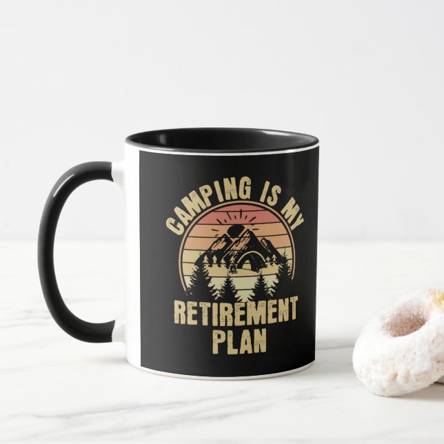 Camping is my retirement plan Funny camping Gift Mug (With Donut)