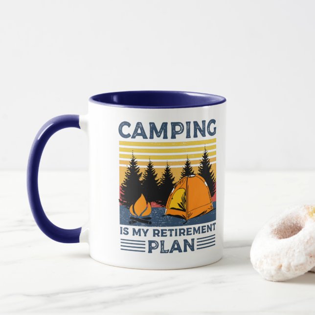 Camping is my retirement plan Funny camping Gift Mug (With Donut)