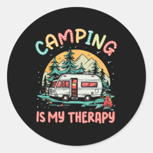 Camping Is My Therapy Campfire Summer Camp Family Classic Round Sticker