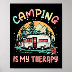 Camping Is My Therapy Campfire Summer Camp Family  Poster