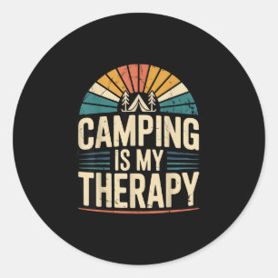 Camping is my therapy classic round sticker
