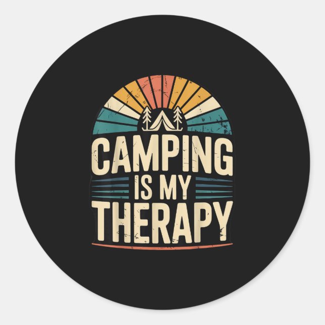 Camping is my therapy  classic round sticker (Front)