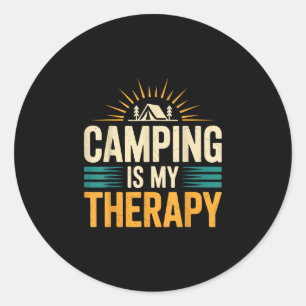 Camping is my therapy classic round sticker