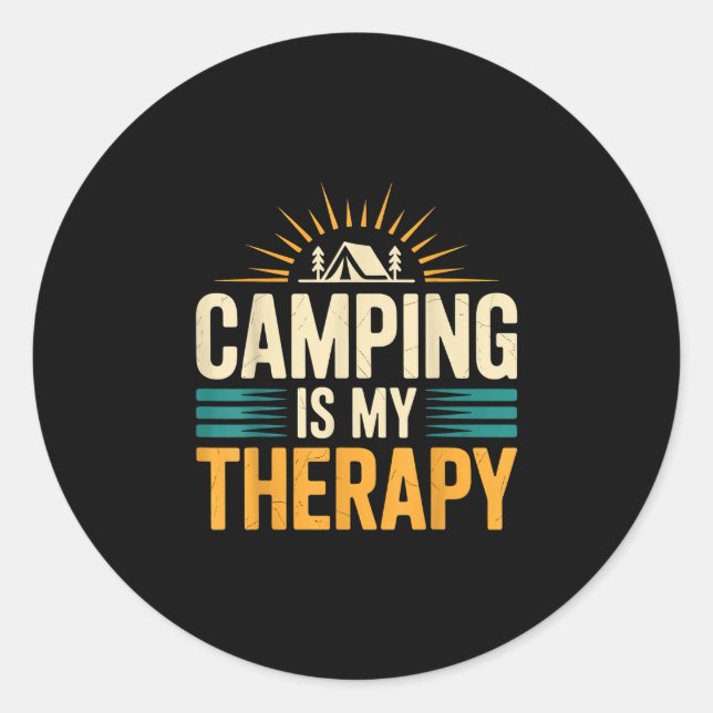 Camping is my therapy  classic round sticker (Front)