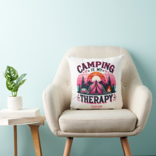 Camping Is My Therapy Cushion