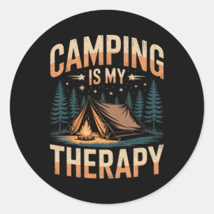 Camping Is My Therapy Fun Outdoor Campfire Family  Classic Round Sticker