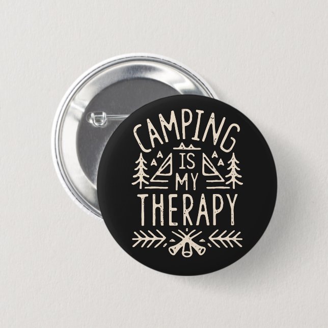 Camping is my therapy funny camper 6 cm round badge (Front & Back)