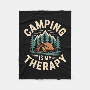 Camping is my therapy funny camper fleece blanket